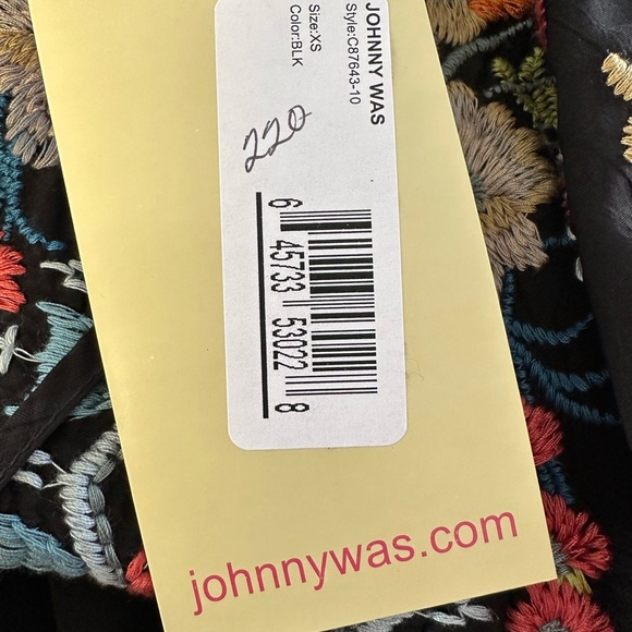 JOHNNY WAS black top with colorful embroidery in XS, EUC - Picture 8 of 11